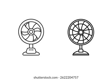 Deux Icônes De Ventilateur De Tableau Avec Différents Numéros De Lame Style De Plan Design D'Image vectorielle