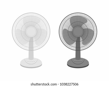
two Table fans black and white isolated on white background