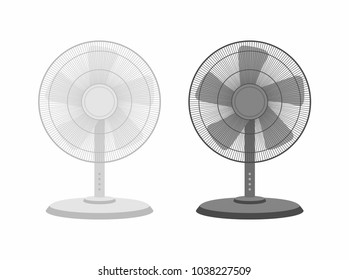 
two Table fans black and white isolated on white background