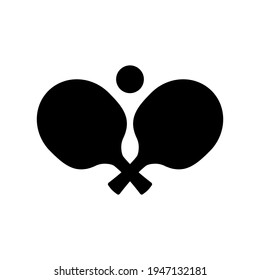 Two table tennis racket with ball icon flat for web and mobile, modern minimalistic flat design. Vector icon