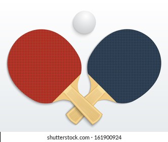 Two table tennis rackets and a ball vector illustration isolated