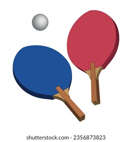 Dos raquetas de ping pong y una ilustración de un vector de bolas aisladas.