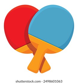 Two table tennis rackets crossing each other on white background