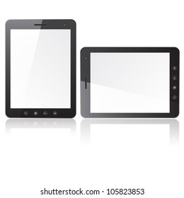 Two tablet PC computer with blank screen  isolated on white background. Vector  illustration.