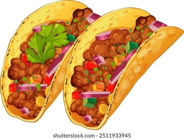 Two tacos filled with vibrant ingredients