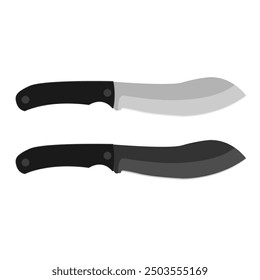 Two tactical knife; hunting, tourist, survival illustration. equipment camp, tent outdoor, hiking summer knife camping sign. isolated symbol vector illustration. tactical equipment icon.