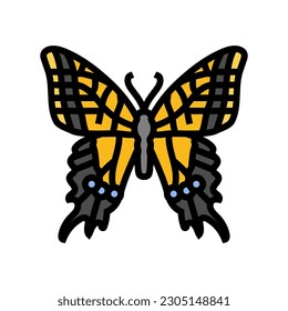 zwei schwalbenartige Schwanzinsekten-Farbsymbol-Vektorgrafik. zwei Schwanzschwanzinsektenschild. einzelne Symbolillustration