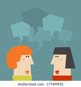 Two talking women. Vector illustration.