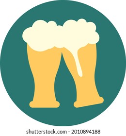 Two tall glasses of beer, illustration, vector on a white background.