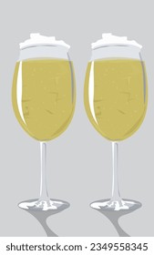 Two tall glasses full with beer 