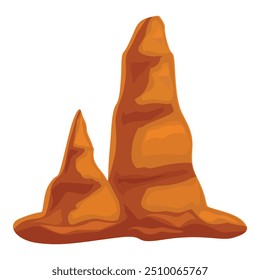 Two tall rock formations standing in the desert