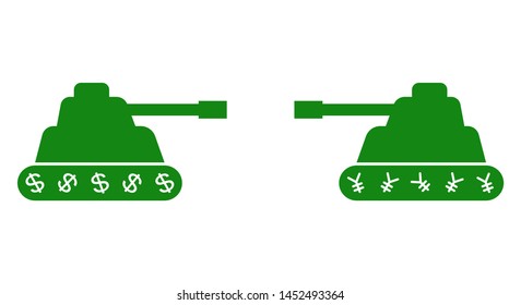 Two tank facing each other, vector illustration