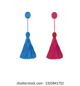 Two tassels isolated on white background,  design elements