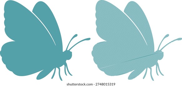 Two teal butterflies one solid one striped butterfly 4