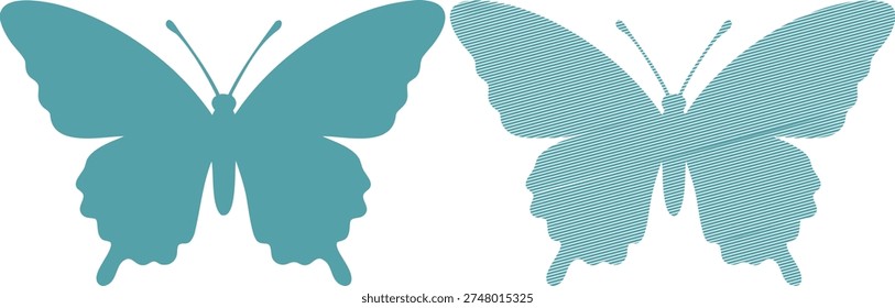 Two teal butterflies one solid one striped butterfly 10