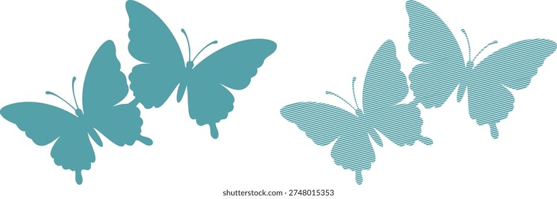 Two teal butterflies one solid one striped butterfly 12