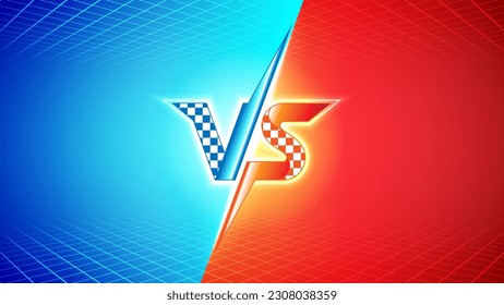 Two Teams Red and Blue Versus (VS) Challenge Fighting Opposite Competition Backdrop Background Vector Illustration.