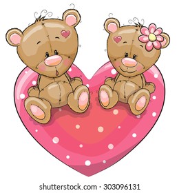 Two Teddy Bears background heart