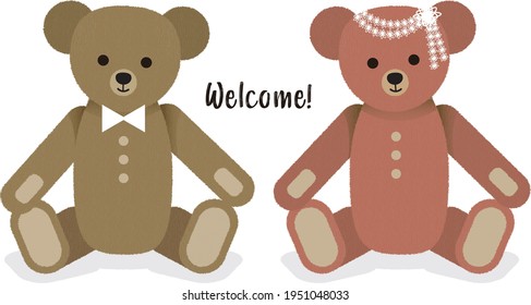 Two teddy bears wedding image