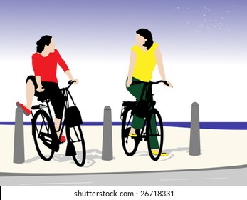 two teen girls on cycling trip