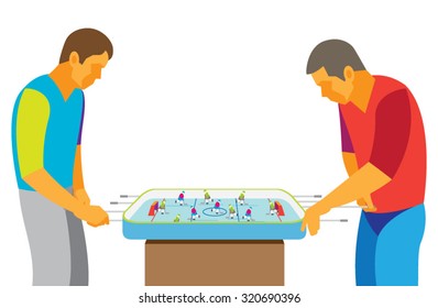two teenagers enthusiastically playing the game table hockey