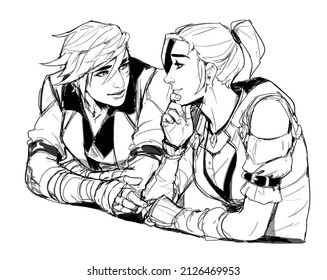 Two Teens chatting . Design for t-shirt graphics, banner, fashion prints, slogan tees, stickers, flyer, posters and other creative uses