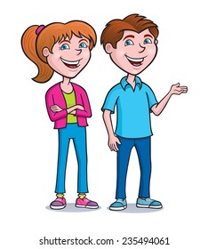 Two Teens Standing and Smiling
