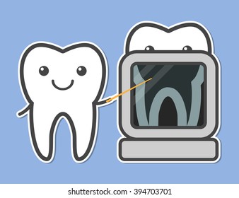 Two teeth demonstrated X-ray. Dental vector illustration