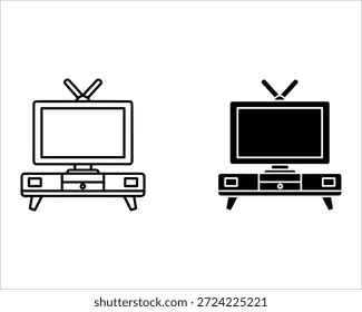 Dos televisores, uno encendido y otro apagado en soportes con antenas de pantalla negra