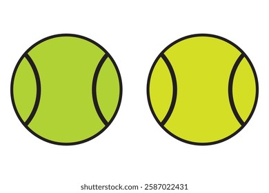 
Two Tennis ball Icon with black outline .Green Tennis ball icon vector logo design flat style. Tennis Ball icon vector design template on white background.