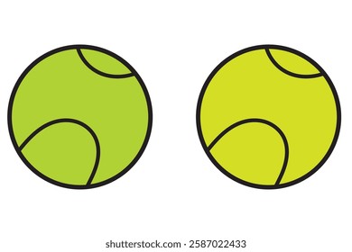 
Two Tennis ball Icon with black outline .Green Tennis ball icon vector logo design flat style. Tennis Ball icon vector design template on white background.