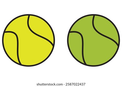 
Two Tennis ball Icon with black outline .Green Tennis ball icon vector logo design flat style. Tennis Ball icon vector design template on white background.