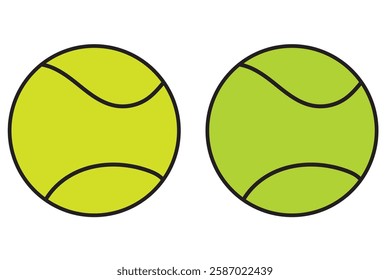 
Two Tennis ball Icon with black outline .Green Tennis ball icon vector logo design flat style. Tennis Ball icon vector design template on white background.