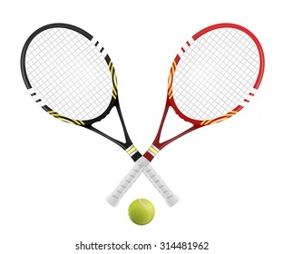 Two tennis racket and ball