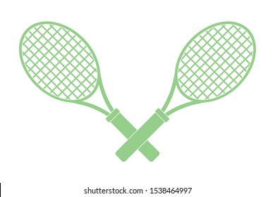 Two tennis racket icon. Cross position of tennis racket in natural color