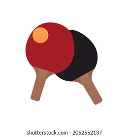 Two tennis rackets with a ball in black and red. Vector illustration
