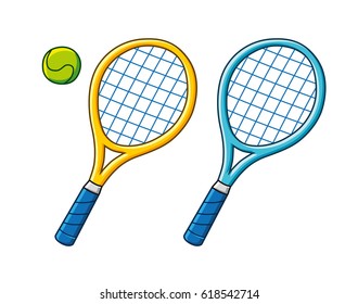 Two tennis rackets and ball isolated.