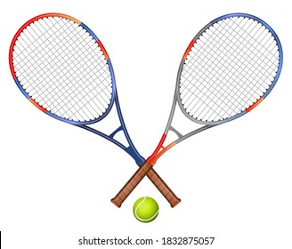 Two tennis rackets and ball vector illustration