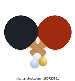 Two tennis rackets and tennis balls. Illustration on white background.