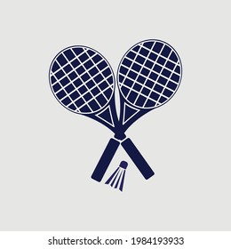 two tennis rackets crossed with a ruffle, sign symbol, vector illustration