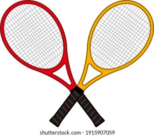 Two tennis rackets isolated vector illustration.