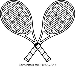 Two tennis rackets isolated vector illustration.