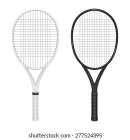 Two tennis rackets - white and black. Vector EPS10 illustration. 