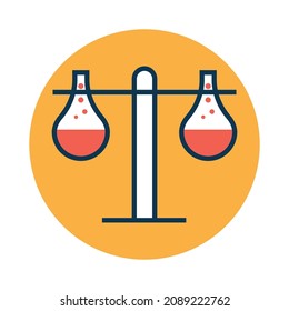 Icono del vector de relleno de color de dos tubos de prueba

