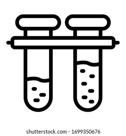 Icono de dos tubos de prueba. Contorno de dos iconos vectoriales de prueba para diseño web aislados en fondo blanco