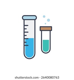 Two test tubes with liquid in flat icon design