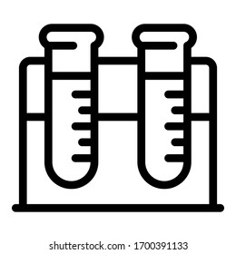 Two test tubes on a stand icon. Outline two test tubes on a stand vector icon for web design isolated on white background