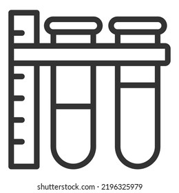 Two test tubes with samples on a fixed bar - icon, illustration on white background, outline style