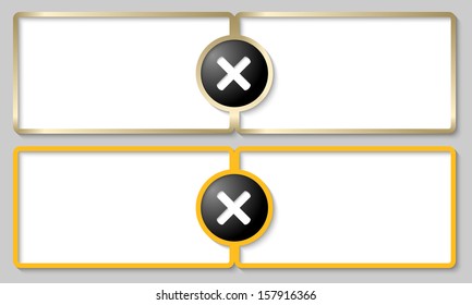 two text boxes and ban mark