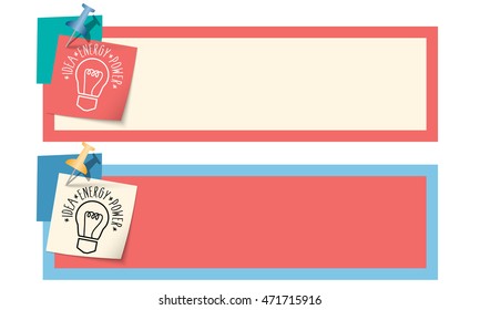 Two text boxes with bulb and pin